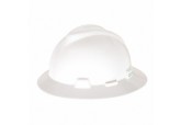 White MSA Full Brim Hard Hat with Ratchet Suspension WITH LOGO