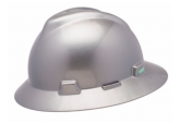 MSA 10019548 V-Gard Full Brim Hard Hat with Ratchet Suspension - Silver