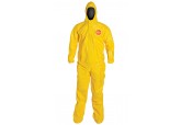 DuPont™ Tychem® 2000 Coverall. Standard Fit Hood. Stormflap. Elastic Wrists. Attached Socks. Serged Seams. Yellow.